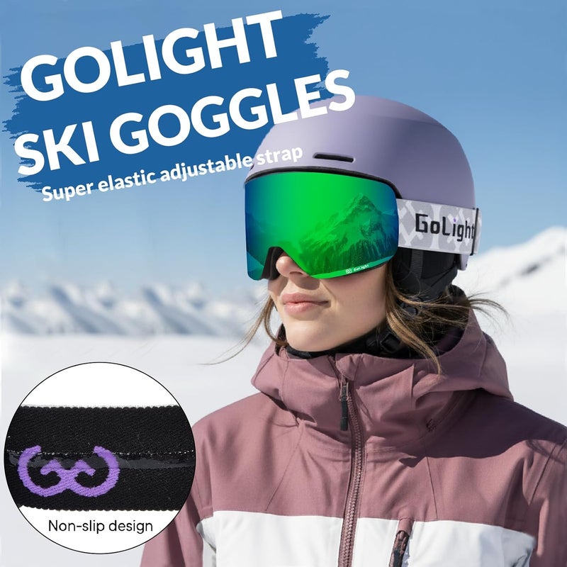 Golight XL Frameless Ski Goggles – OTG Snowboard Goggles with Anti-Fog Lens, UV400 REVO Mirror Protection for Men & Women - Image 2
